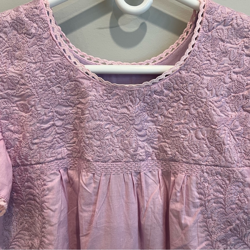 Pink Ruffled Embroidered Top - Picture 4 of 5